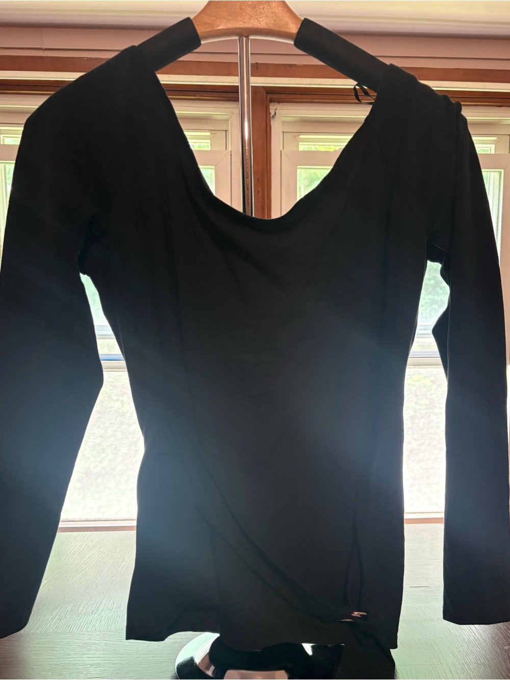 Express Black Scoop Neck Long Sleeve Top